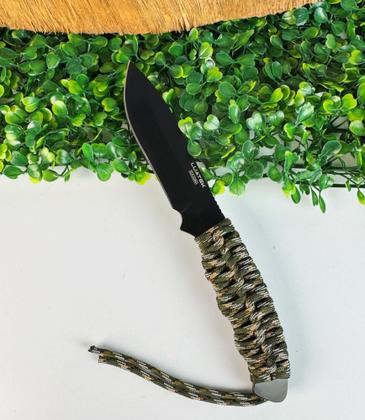 Imagem de Faca Lâmina Aço Inoxidável Cabo Trançado Com Bainha Luatek SLK-A264