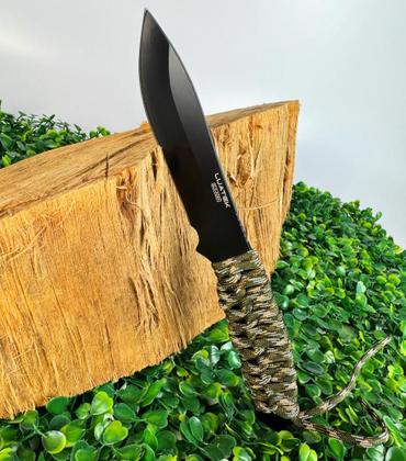 Imagem de Faca Lâmina Aço Inoxidável Cabo Trançado Com Bainha Luatek SLK-A264