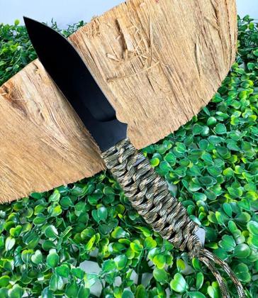 Imagem de Faca Lâmina Aço Inoxidável Cabo Trançado Com Bainha Luatek SLK-A264