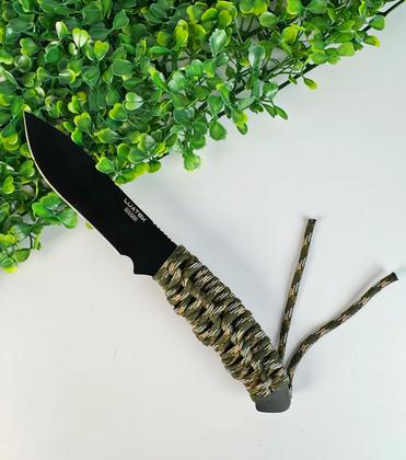 Imagem de Faca Lâmina Aço Inoxidável Cabo Trançado Com Bainha Luatek SLK-A264