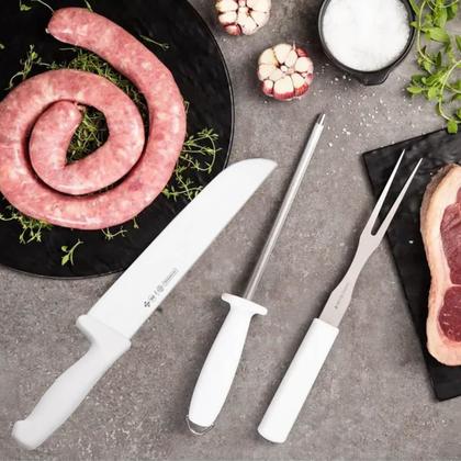 Imagem de Faca Mundial para Açougueiro de Carne 10' Masterline em Aço Inox Cabo Plástico Branco