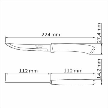 Imagem de Faca para Churrasco Tramontina Felice Lâmina Aço Inox Fio Liso Cabo Polipropileno Azul 5"
