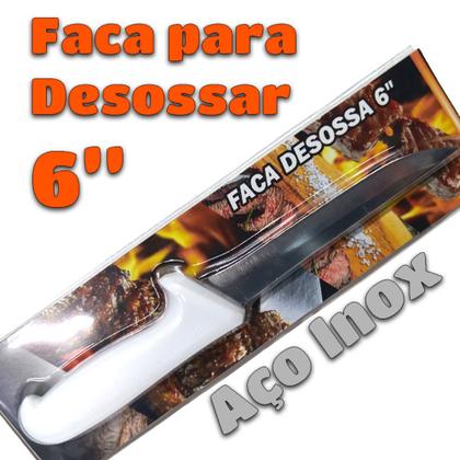 Imagem de Faca para Desossar em Aço Inox Profissional 6 Pol. Açougueiro Churrasco Cozinha