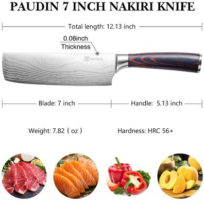 Imagem de Faca PAUDIN Nakiri de 7 polegadas Razor Sharp Meat Cleaver Stainless