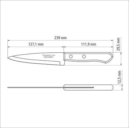 Imagem de Faca peixeira e cozinha tramontina dynamic com lâmina em aço inox e cabo de madeira natural 5