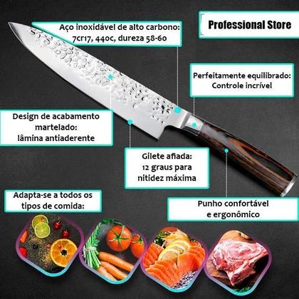 Imagem de Faca Profissional Aço Inoxidável 8 Polegadas Com Bainha