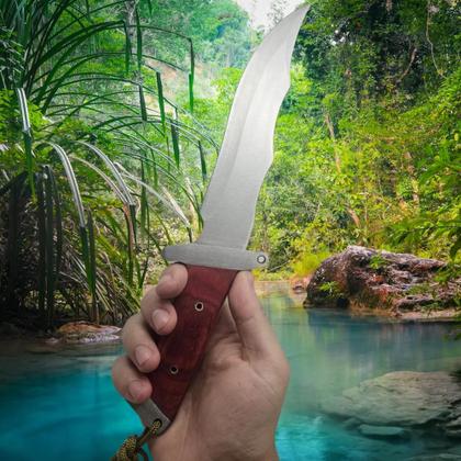 Imagem de Faca Rambo Com Bainha Picanheira Cozinha Churrasco Lâmina Super Afiada Full Tang RMBB