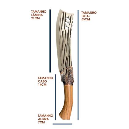 Imagem de Faca Rústica Dragão Amantes Cutelaria Picanheira Aço Inox Churras Cabo King Presente Pai Amigo Grande