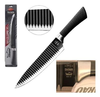 Imagem de Faca Shark Chef Profissional Carne Sushi 10pol/25cm Corneta Cor Preto
