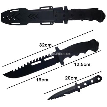 Imagem de Faca Tática com Lâmina Inox, Faca de Arremesso e Bainha XV3434