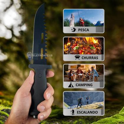 Imagem de Faca Tática com Lâmina Inox, Faca de Arremesso e Bainha XV3434