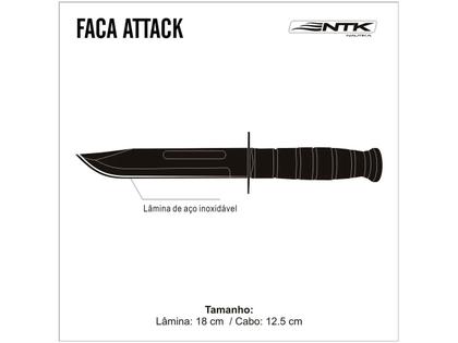 Imagem de Faca Tática De Caça Attack Em Aço Inoxidável 321100 Nautika