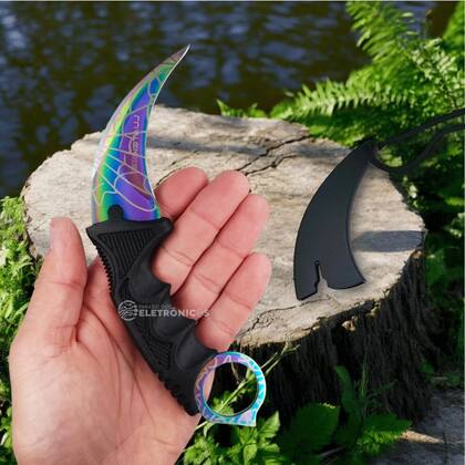 Imagem de Faca Tática Karambit Aço Inox 9cm com Capinha e Empunhadura ABS SLKD87