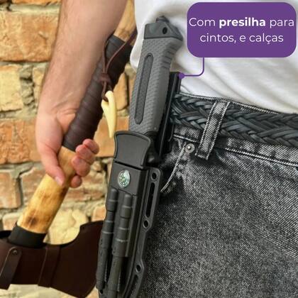 Imagem de Faca Tática Militar Rambo Super Afiada Com Bainha, Bussola, Amolador Apito, Pederneira, Quebra Vidro