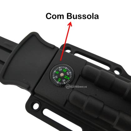 Imagem de Faca Tática Militar Resistente, Ergonômica e com Bússola, Apito e Amolador SLKA233