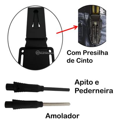 Imagem de Faca Tática Militar Resistente, Ergonômica e com Bússola, Apito e Amolador SLKA233