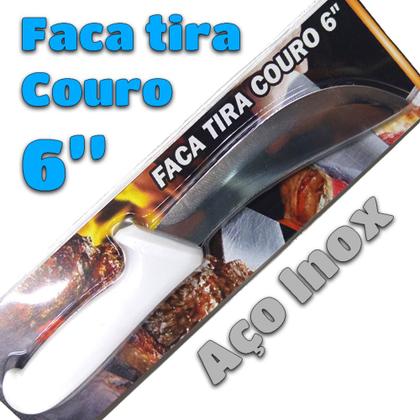 Imagem de Faca Tira Couro Sangria em Aço Inox Profissional 6 Pol. Açougueiro Churrasco Cozinha