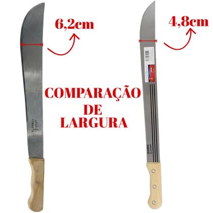 Imagem de Facão Corneta Lâmina Larga Antigo 22 Polegadas Cabo Madeira