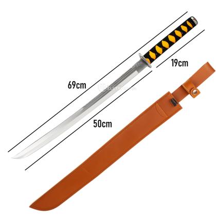 Imagem de Facão Espada Inox 69cm Lâmina 50cm Curvada com Dorso Serrilhado SLKK08