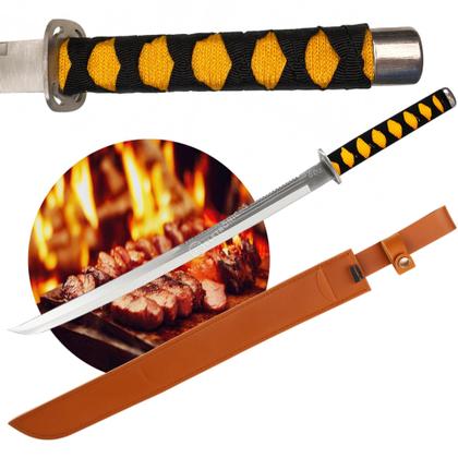 Imagem de Facão Espada Inox 69cm Lâmina 50cm Curvada com Dorso Serrilhado SLKK08