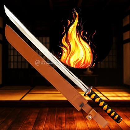 Imagem de Facão Espada Inox 69cm Lâmina 50cm Curvada com Dorso Serrilhado SLKK08