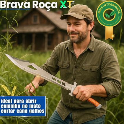 Imagem de Facão Grande 50cm em Aço Inox Cabo de Madeira Ideal Para Agricultura E Camping