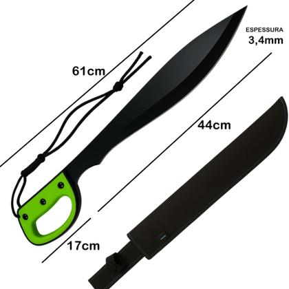 Imagem de Facão Machete 61cm com Lâmina 44cm Aço Inox e Bainha de Nylon Cabo Emborrachado SLKK52