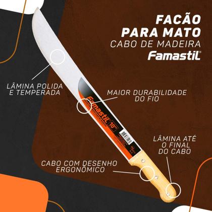 Imagem de FACÃO PARA MATO 14 FAMASTIL CABO DE Madeira