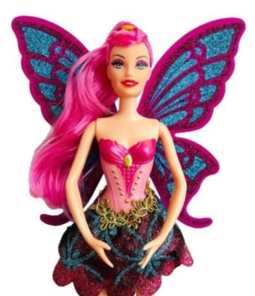 Imagem de Fada Boneca Bailarina Grande 30cm Asas Glitter Brinquedo Infantil Menina