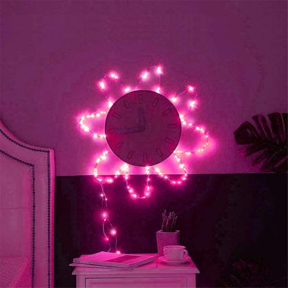 Imagem de Fairy Lights RUICHEN 20 pés e 120 LED USB String Lights Pink, pacote com 2