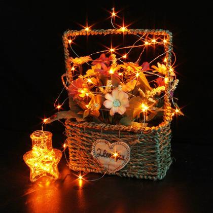 Imagem de Fairy String Lights CYLAPEX Orange LED de 3,3 pés e 20 LEDs, pacote com 6