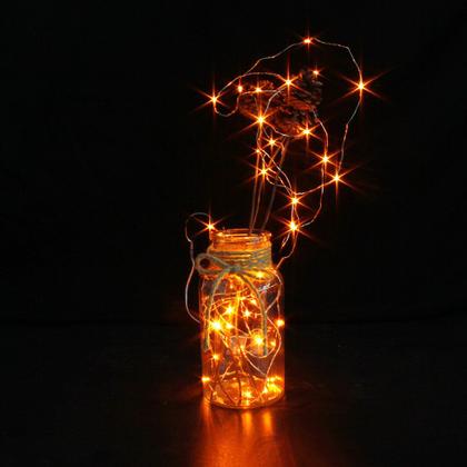 Imagem de Fairy String Lights CYLAPEX Orange LED de 3,3 pés e 20 LEDs, pacote com 6