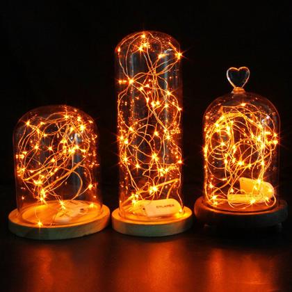 Imagem de Fairy String Lights CYLAPEX Orange LED de 3,3 pés e 20 LEDs, pacote com 6
