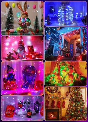Imagem de Fairy String Lights Minetom 33 pés 100 LED 24 cores USB