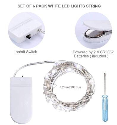 Imagem de Fairy String Lights TingMiao Cool White, 20 LEDs de 2,2 m, pacote com 6