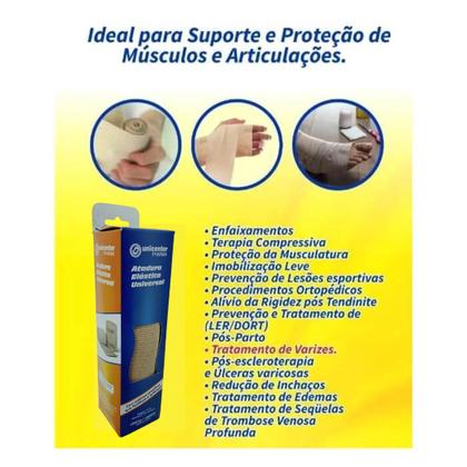 Imagem de Faixa Atadura Para Enfaixar Pé Futebol Botinha Tornozelo Bandagem Elástica de Alta Compressão Ajustável 15cmx1,30m Bege