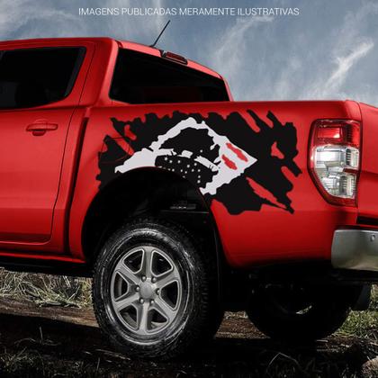 Imagem de Faixa Bandeira Brasil Compatível Ranger, S10 Adesivo Preto