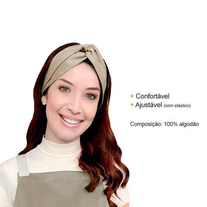 Imagem de Faixa de Cabelo Bandana Rosa Bege Chef Cozinha Spa 2un