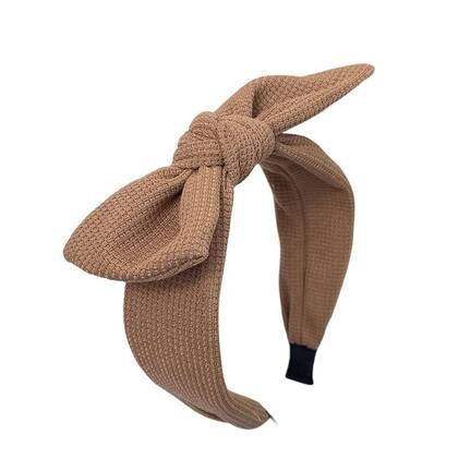 Imagem de Faixa De Cabelo Feminina De Malha Cor Sólida Com Laço Grande, Turbante, Acessório De Cabelo Da Moda