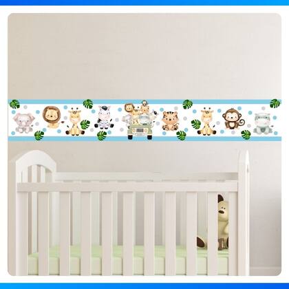 Imagem de Faixa Decorativa Infantil Safari Autocolante Quarto Bebê