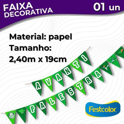 Imagem de Faixa Decorativa Palmeiras Festa de Aniversário e Comemoração Futebol - 2,40m X 19cm - Festcolor