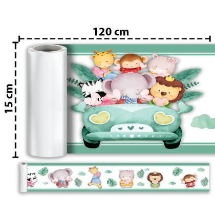 Imagem de Faixa Decorativa Papel Parede Infantil Animais Carro