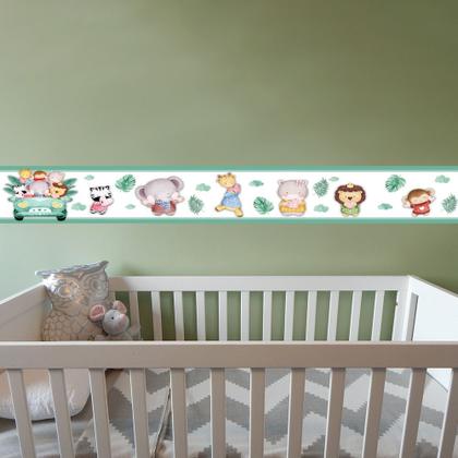 Imagem de Faixa Decorativa Papel Parede Infantil Animais Carro