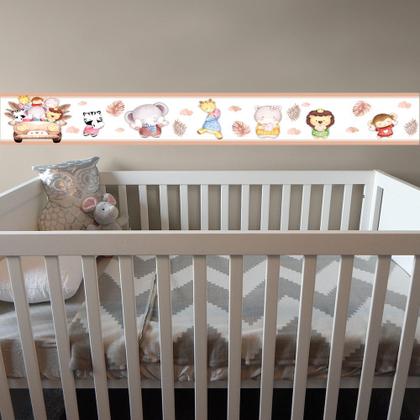 Imagem de Faixa Decorativa Papel Parede Infantil Animais Carro