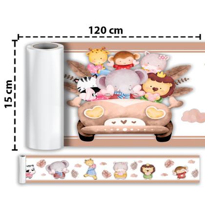Imagem de Faixa Decorativa Papel Parede Infantil Animais Carro
