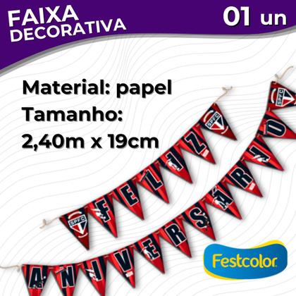 Imagem de Faixa Decorativa São Paulo Festa de Aniversário e Comemoração Futebol - 2,40m X 19cm - Festcolor