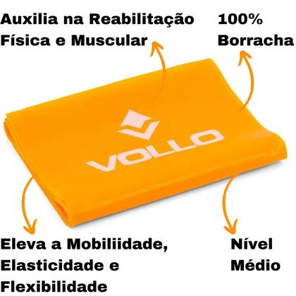 Imagem de Faixa Elástica de Exercícios Treino Academia Funcional Níveis Médio e Forte Vollo