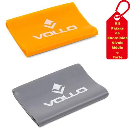 Imagem de Faixa Elástica de Exercícios Treino Academia Funcional Níveis Médio e Forte Vollo
