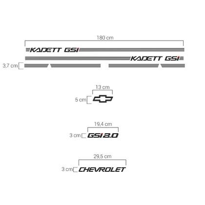 Imagem de Faixa Kadett Gsi 2.0 1992 Até 1998 Adesivo Preto Chevrolet