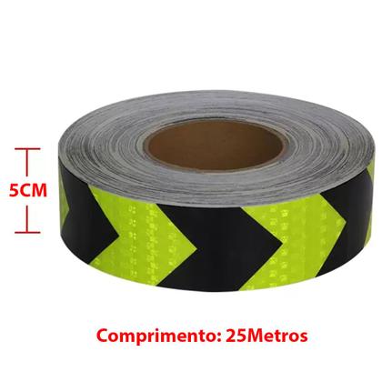 Imagem de Faixa Refletiva 25 Metros Seta Verde Segurança Sinalizaçao Transito Caminhao Carro Evita Acidente Via Publica Estrada